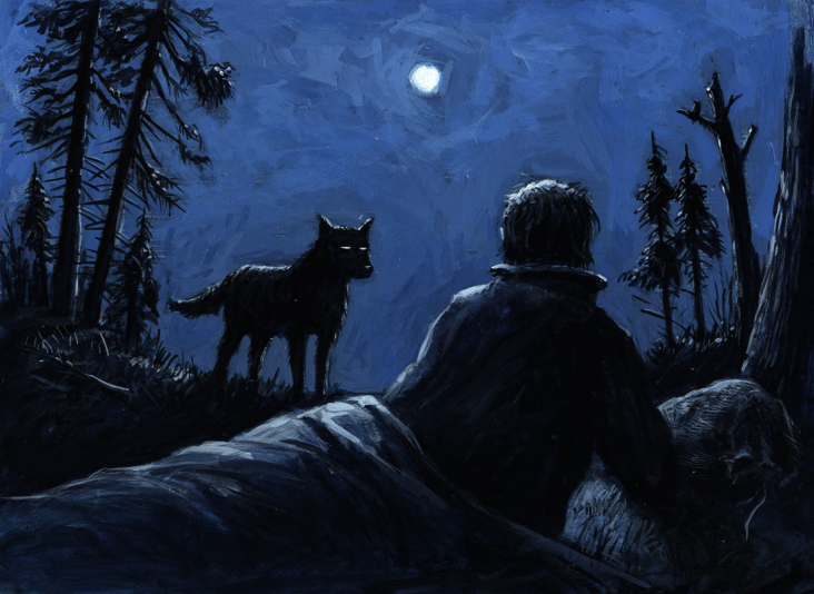 Un loup sous la pleine lune